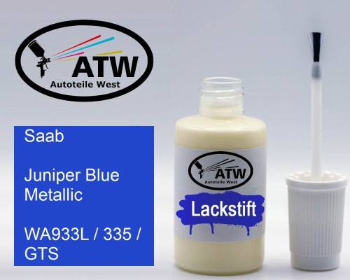 Saab, Juniper Blue Metallic, WA933L / 335 / GTS: 20ml Lackstift, von ATW Autoteile West.
